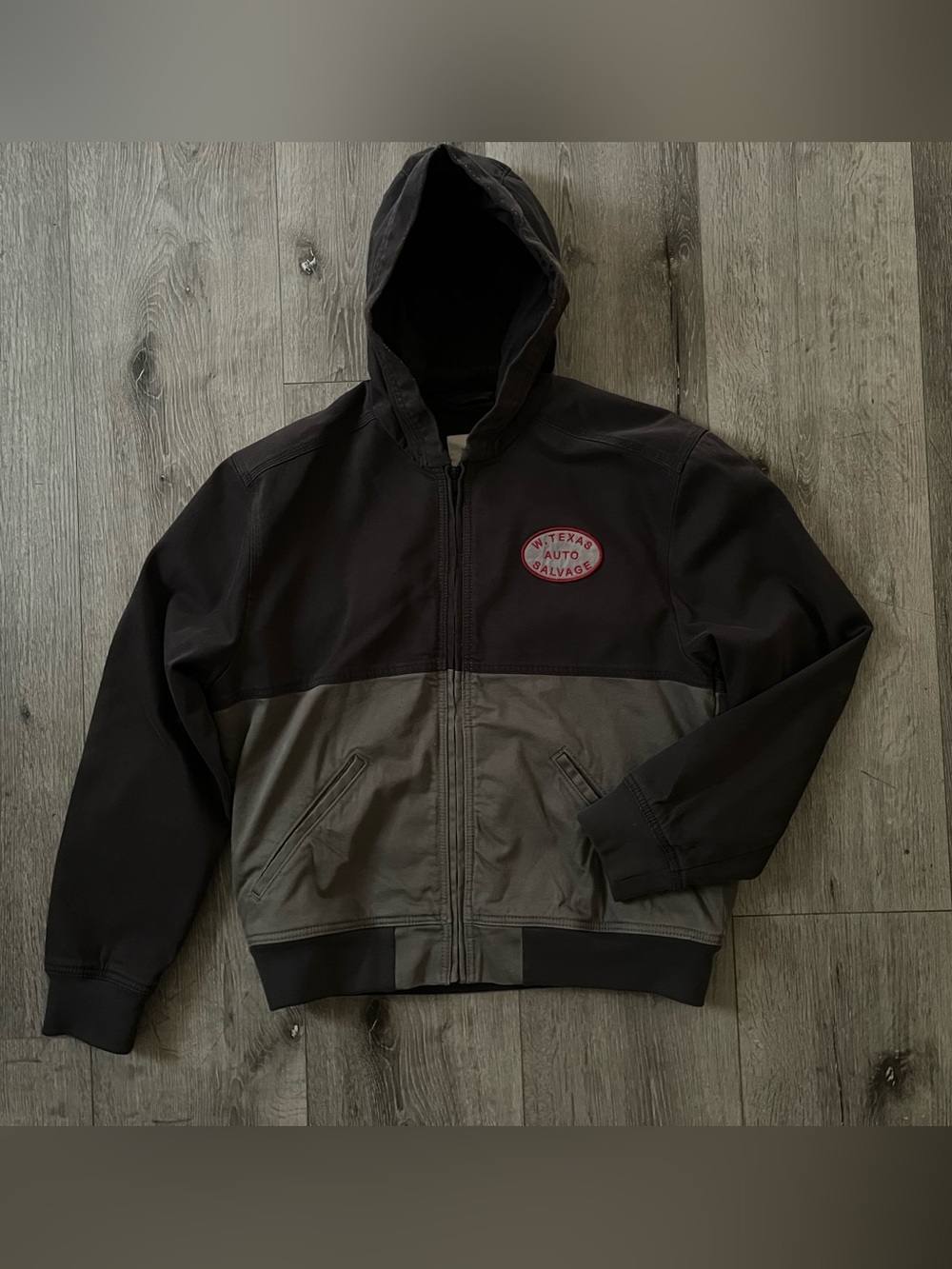 Hollister Grey/Black Workwear Hooded Zip Up Jacket